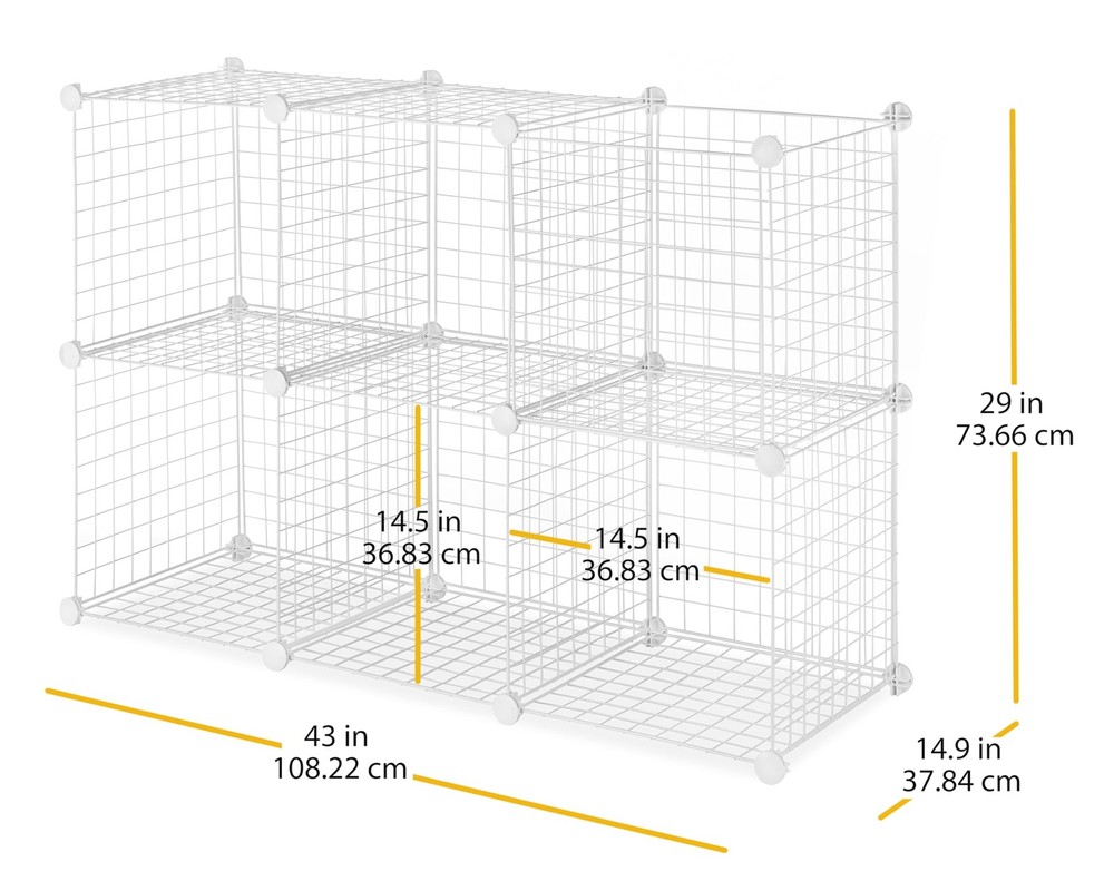 Whitmor Storage Cubes Stackable Interlocking Wire Shelves White - Set of 6