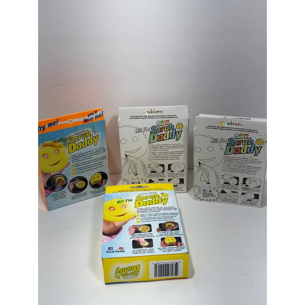 Scrub Daddy FlexTexture Sponge Bundle 4 Pack Lemon Fresh & Colors Scratch Free