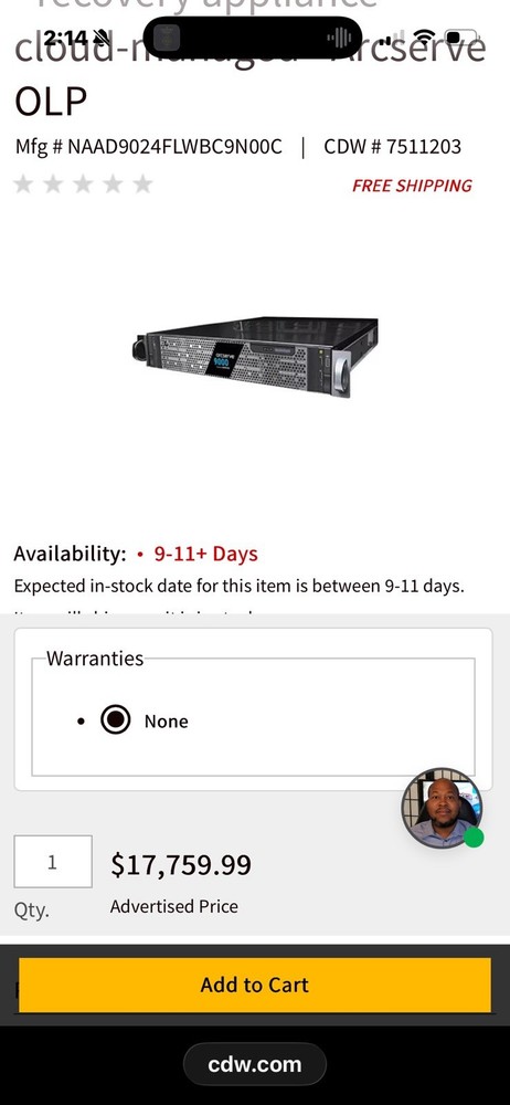 Arcserve Appliance 9024 R440Model E45S