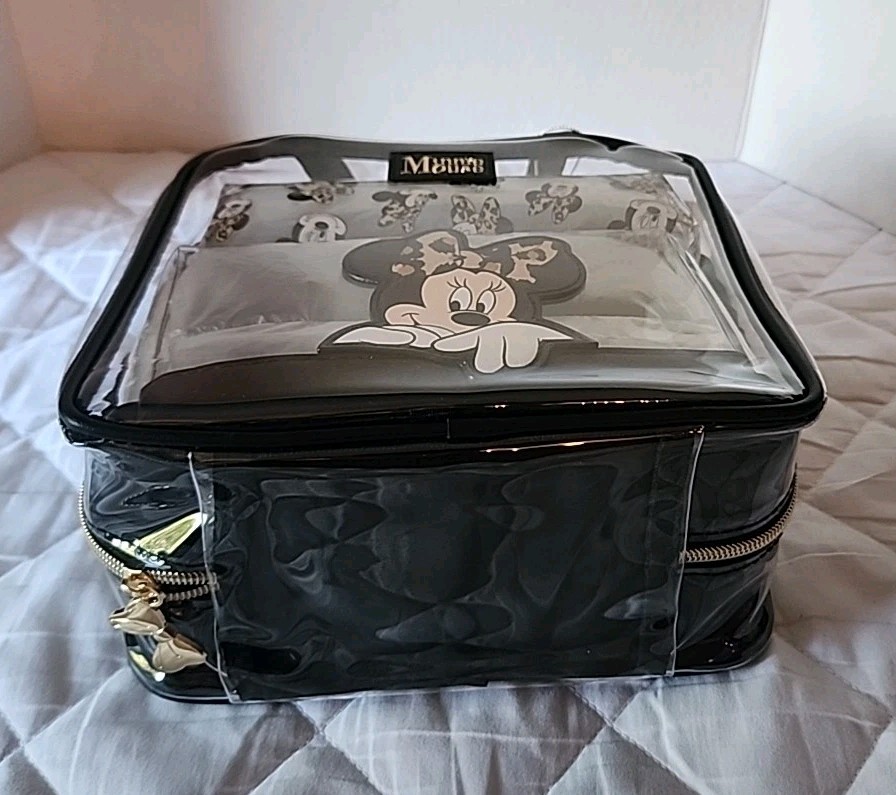 3 Piece Disney Minnie Mouse Travel Make-up Cosmetic Bag Set. PMK. +ZipperCharm