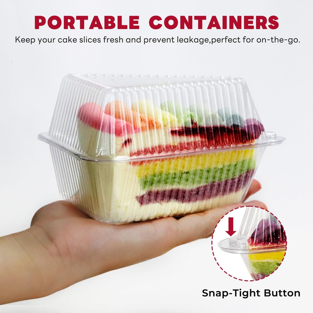 200 Pcs Individual Cake Slice Containers,Clear Pie Slice Containers Plastic D...