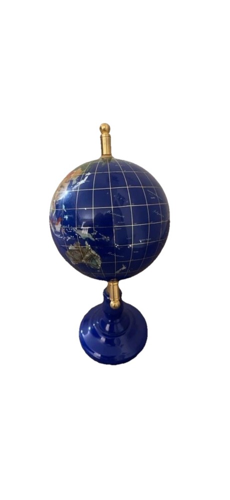 * Blue Lapis World Globe on Stand, 6" globe