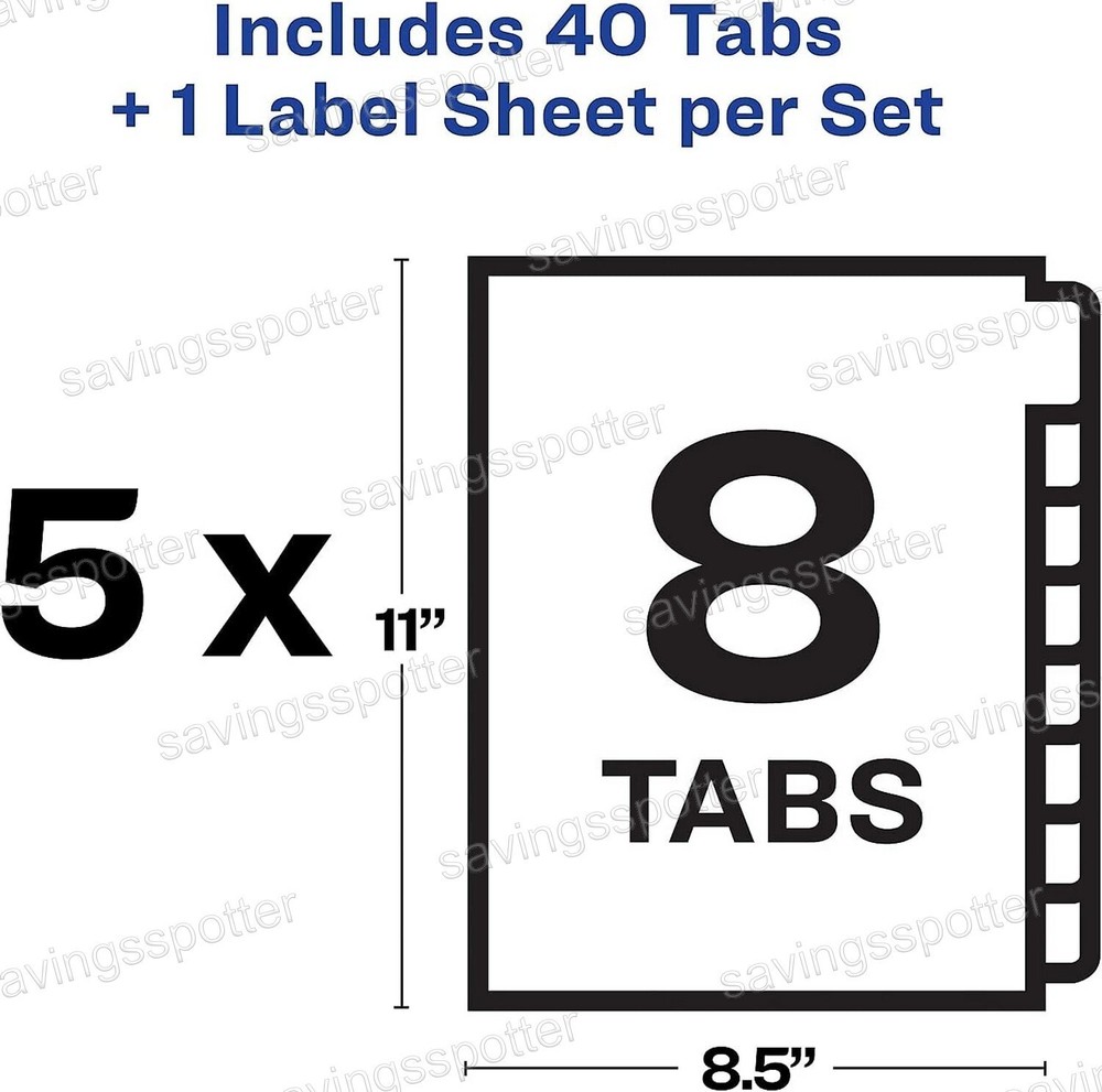 Avery Clear Label Index Maker Translucent Dividers Unpunched 8 Tabs 5 Sets 16063