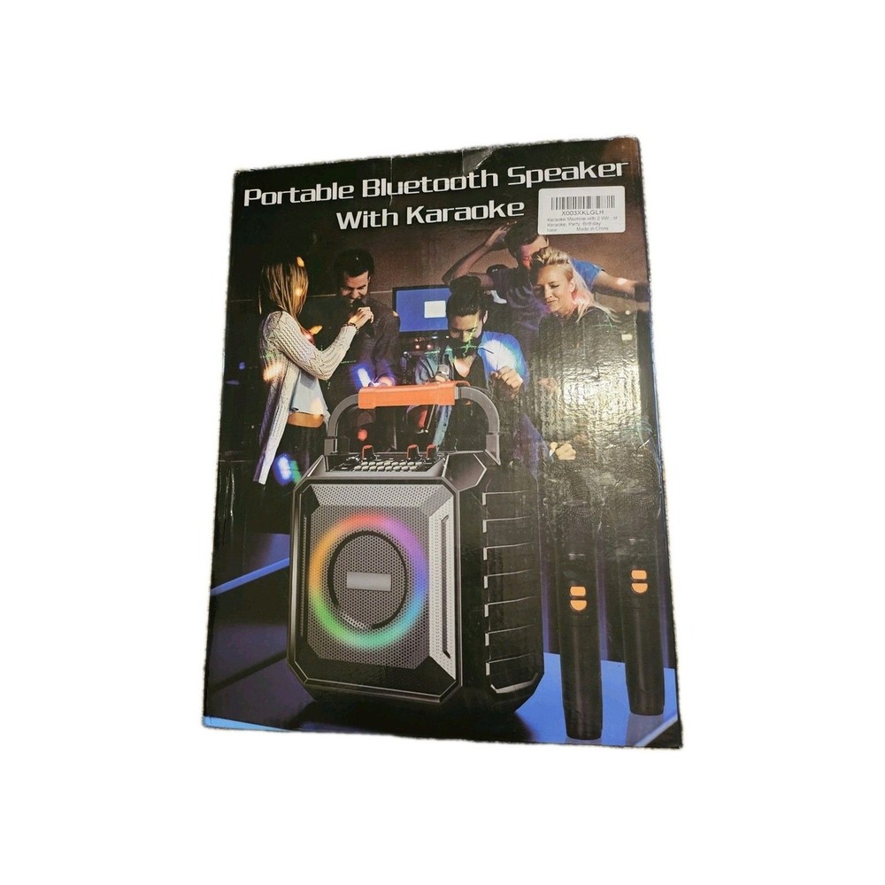Karaoke Machine, Portable Bluetooth Speaker with 2 Wireless Microphones