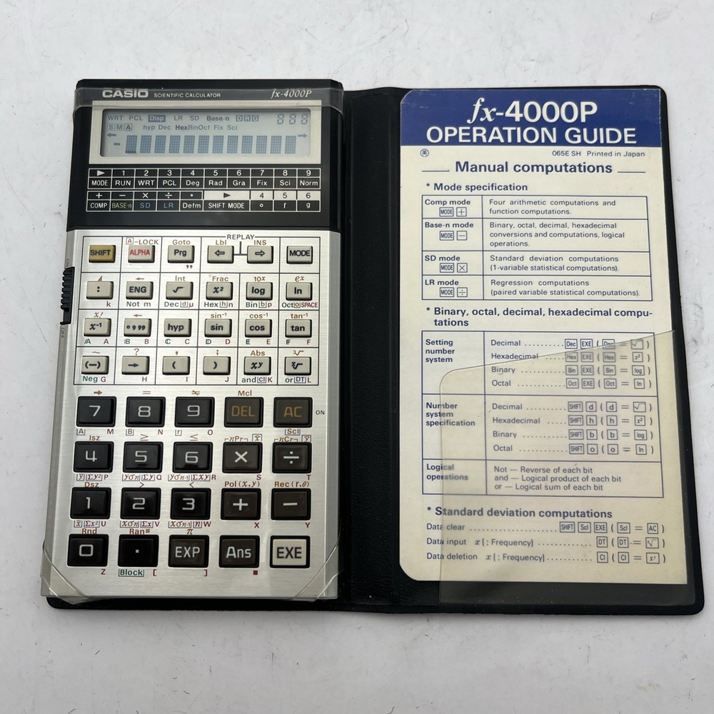 Casio FX-4000P Calculator with Case and Guide Untested NICE 1990's