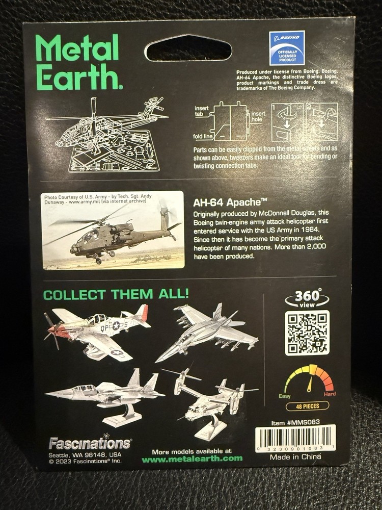 Fascinations Metal Earth: AH-64 Apache model kit