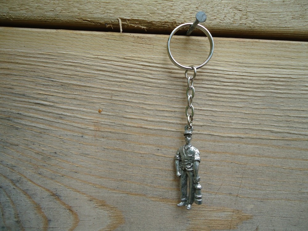 Key Ring Pewter Miner With Lamp On Mining Gift Silver / Coal Pits Nice Gift