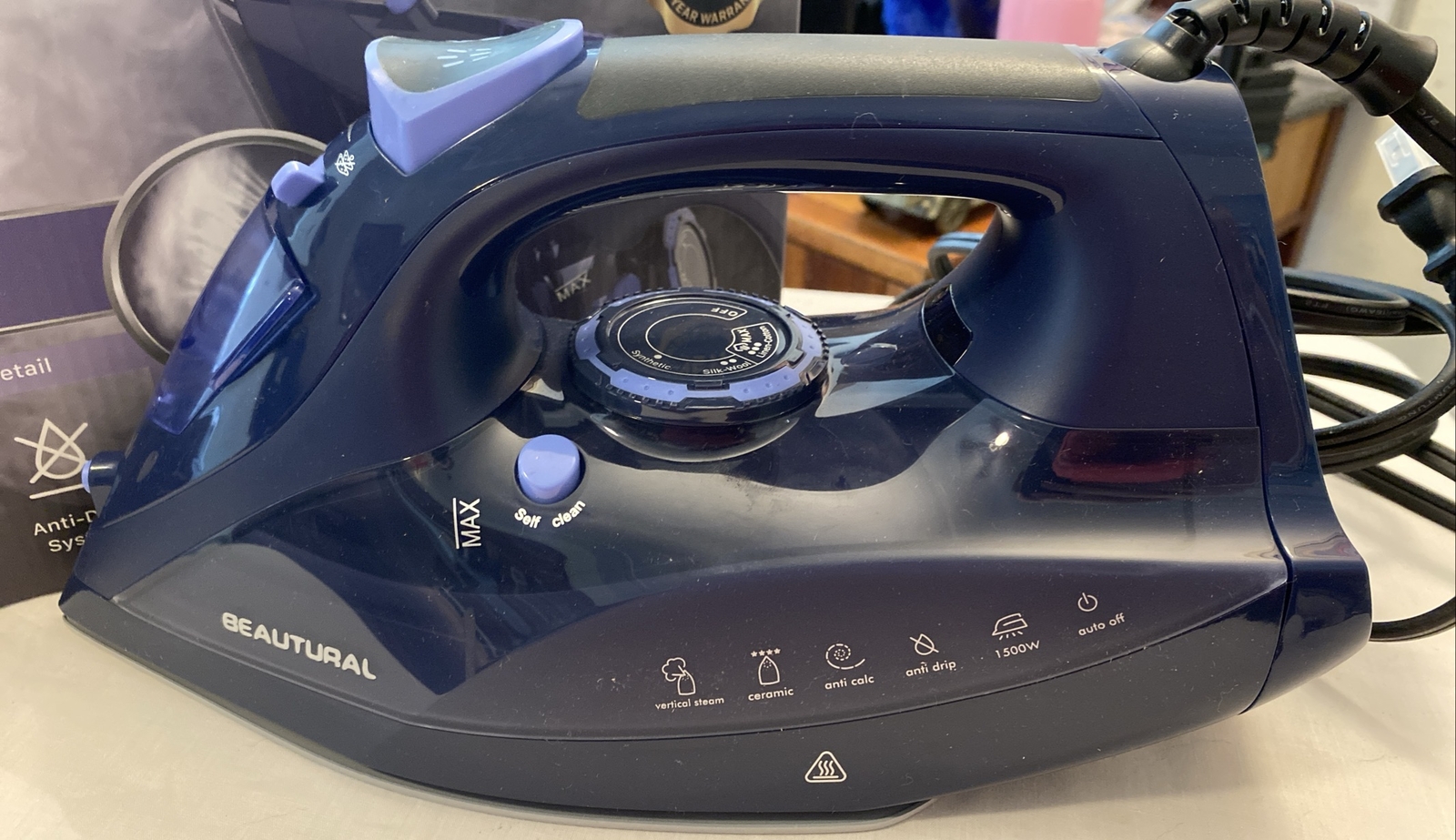 BEAUTURAL Steam Iron for Clothes with Precision Thermostat Dial Ceramic Coated