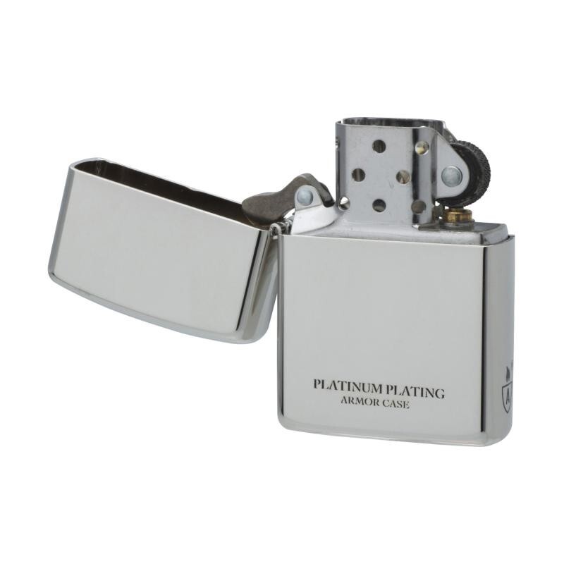 Zippo Armor Case Titanium Platinum Plating Silver Side Logo Oil Lighter New