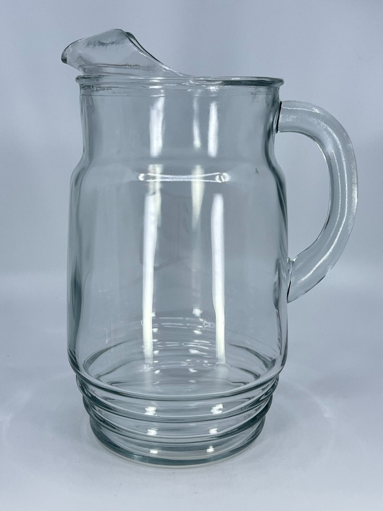 Vintage Anchor Hocking Monogrammed “B” Iced Tea Pitcher Ribbed Pattern Ice Guard