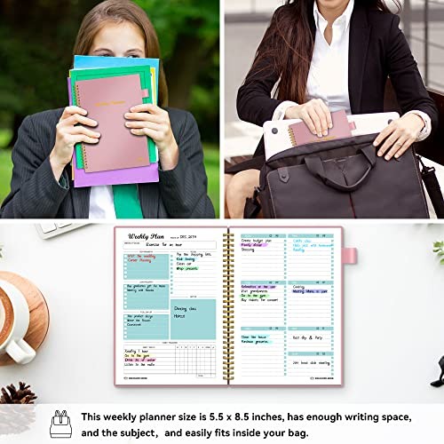 Weekly Planner Undated, Weekly Goals Schedule Planner A5-Weekly Planner Pink