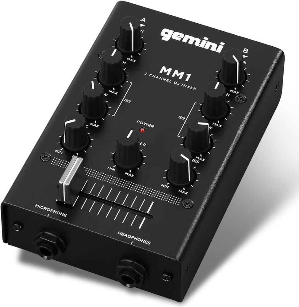 Pocket-Sized 2-Ch DJ Mixer - Pro Crossfader & EQ Controls