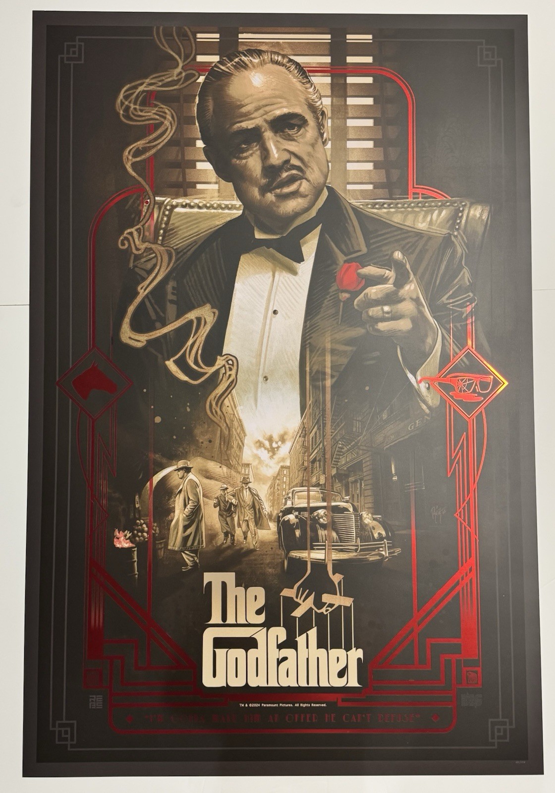 “The Godfather” Art Print Movie Poster By Ruiz Burgos RED FOIL VARIANT  XX/100