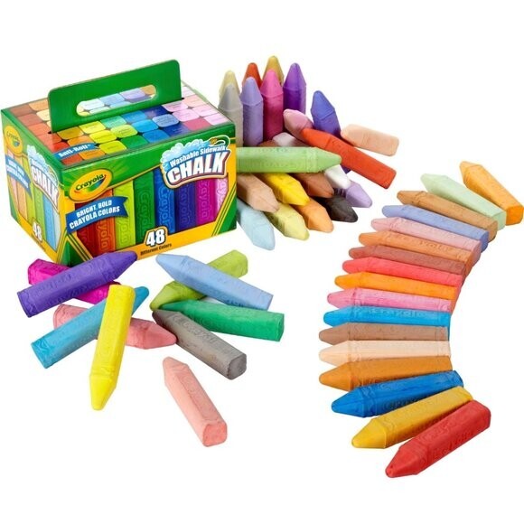 CRAYOLA WASHABLE SIDEWALK CHALK -48 ASSORTED COLORS NEW