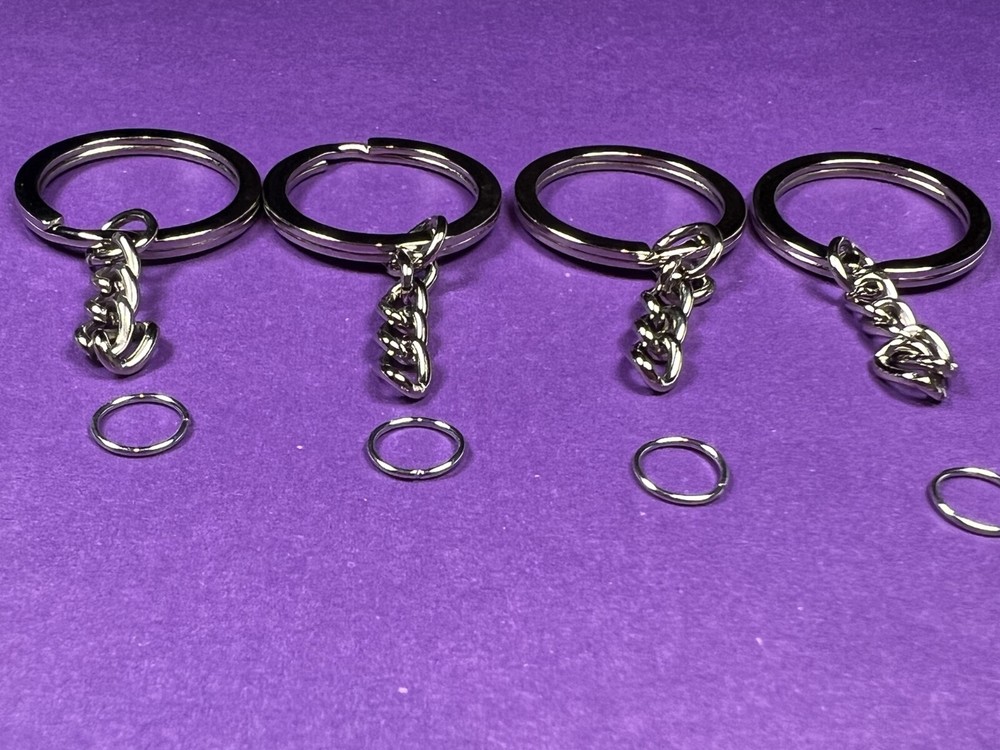 8 Split Key Rings with Chain and Open Jump Ring
