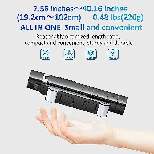 41” Selfie Stick Tripod Quadrapod with 2 Rechargeable Fill Light, Extendable