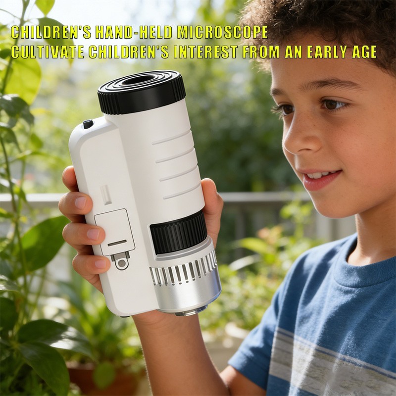 Children's handheld microscope Optical HD portable microscope with LED light