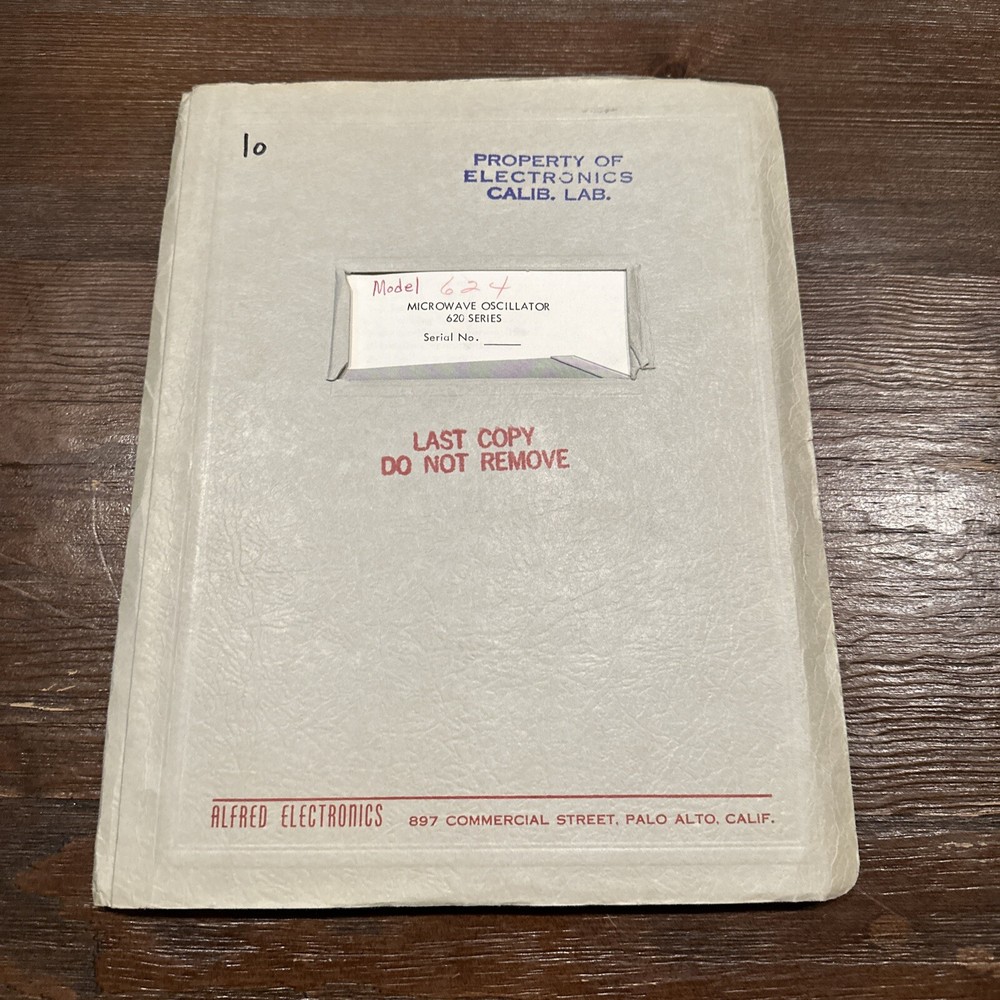 Alfred Electronics 620 Series Microwave Oscillator Instruction