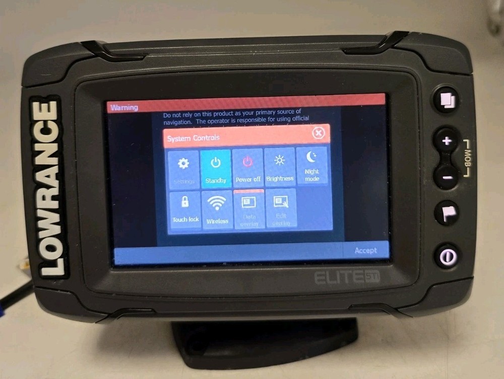 Lowrance Elite-5TI Chartplotter Fishfinder Head Unit w/ Cover DEPTH DOESNT WORK