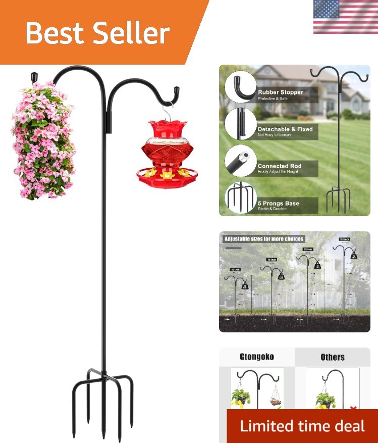 Durable Rust-Resistant Garden Hook - 92 Inch Adjustable Bird Feeder Frame