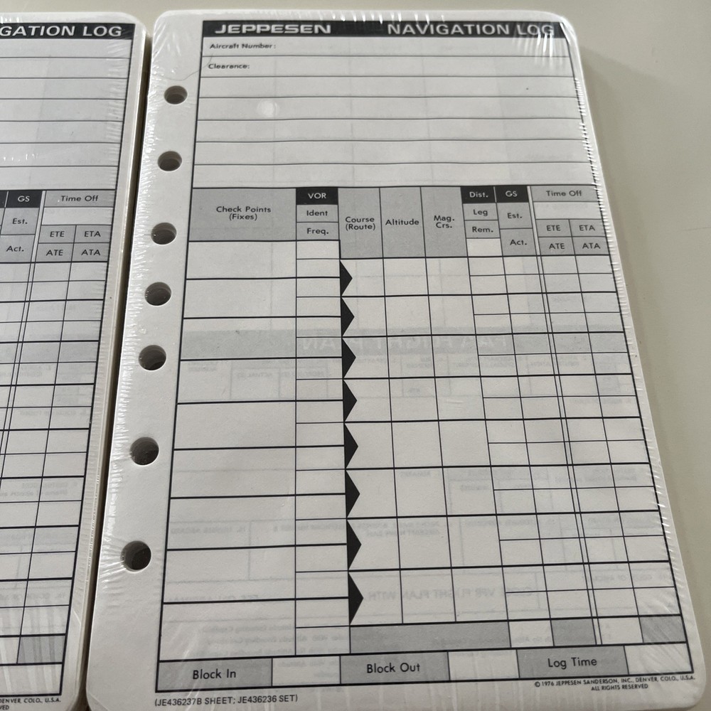 jeppesen pilot navigation logs 2ea