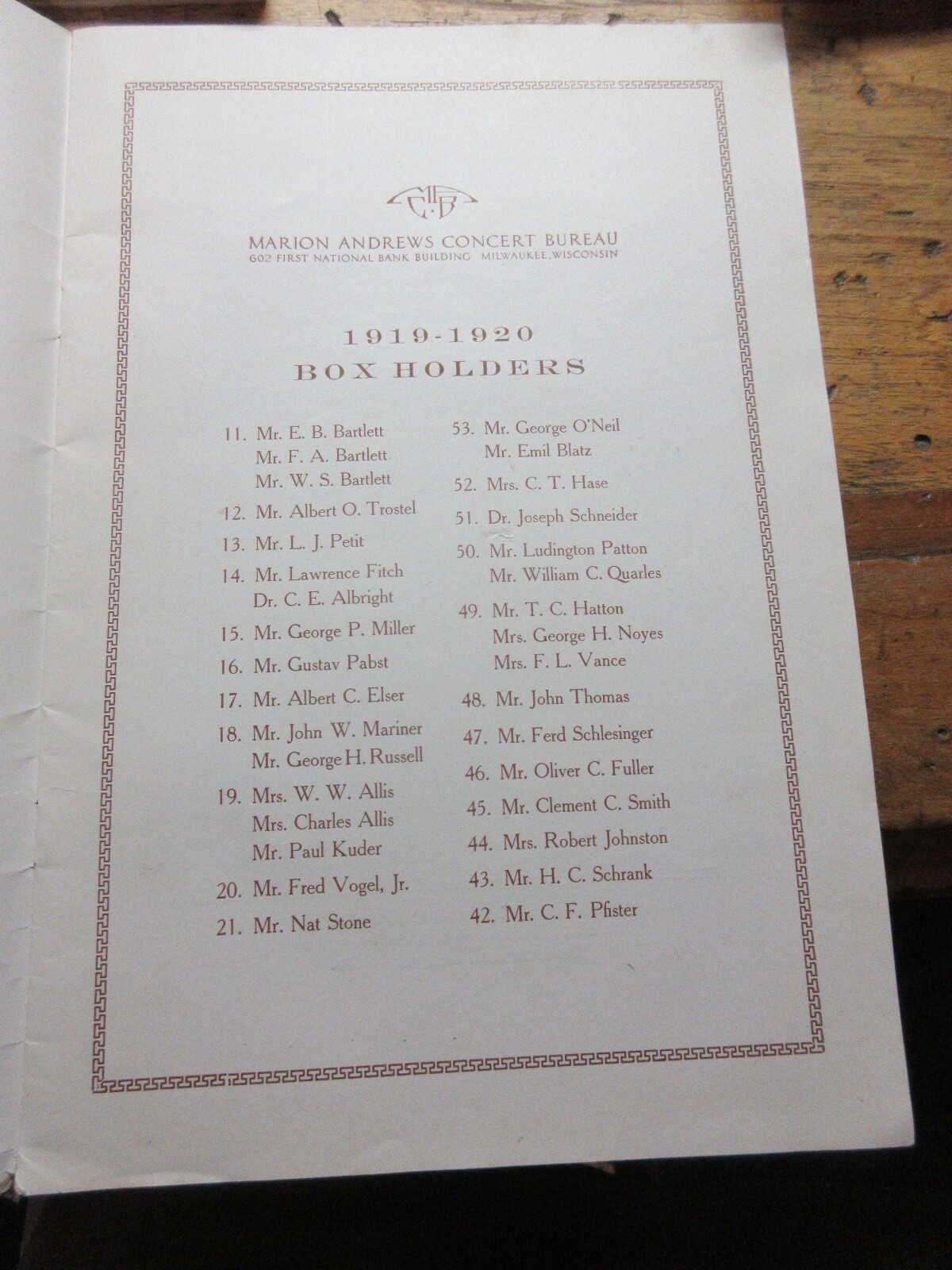 Seating Chart MILWAUKEE AUDITORIUM + MARION ANDREWS GRAND OPERA ARTIST CONCERT