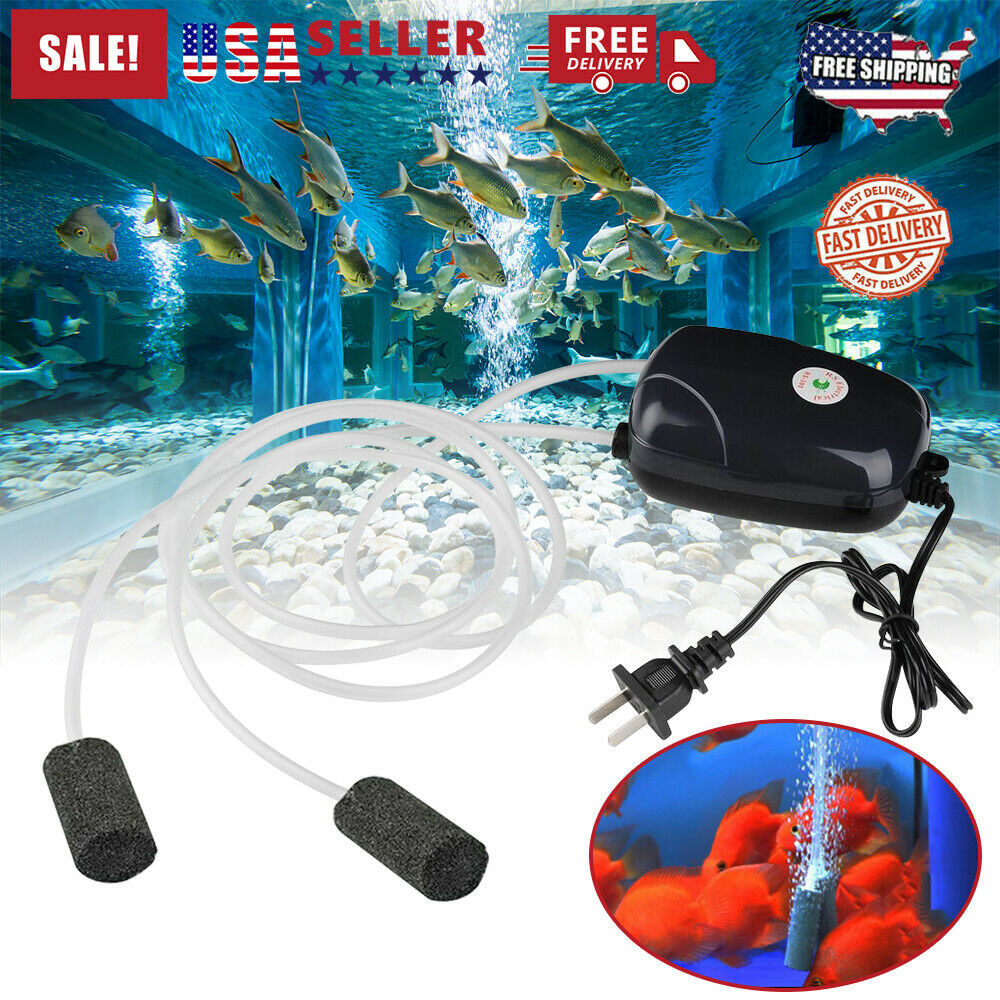 Air Pump Large Aquarium Fish Tank Pump Hydroponic Oxygen 2 Outlet 5W Pump