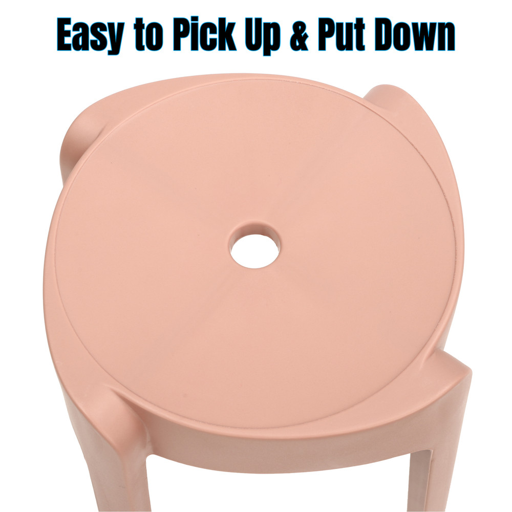 Plastic Stool Counter Kitchen Stools 18'' Set of 4 Backless Stackable Bar Stools