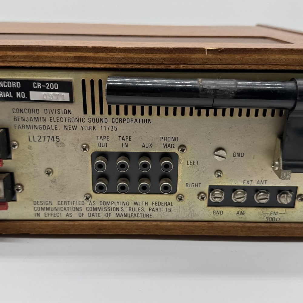 Concord CR-200 Stereo Receiver As Is Read Description