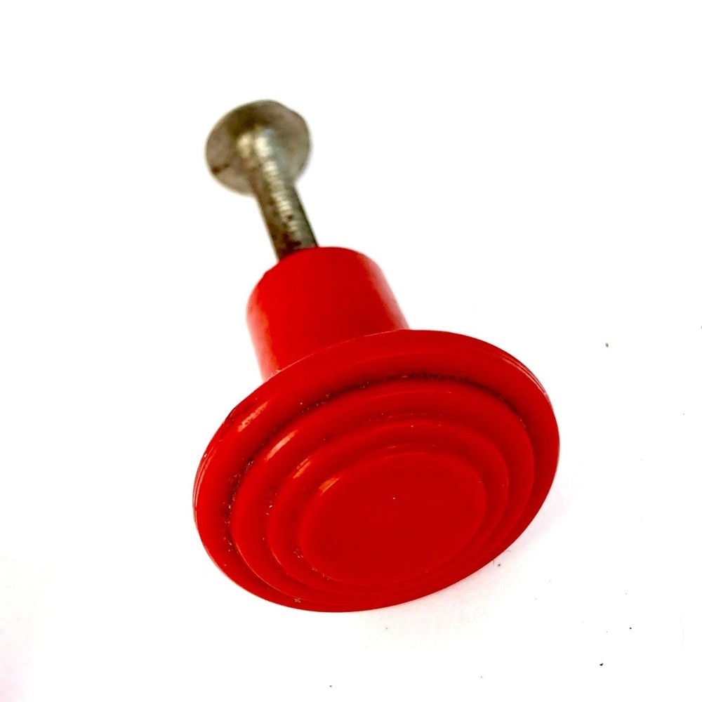 Lot 2 Vintage Red Cabinet Knobs Drawer Pulls Ribbed Cherry Red Neon Bakelite?