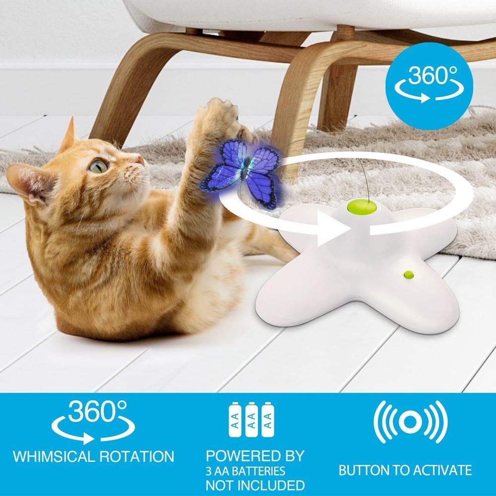 All for Paws Cat Toys Interactive Butterfly Flutter Bug Automatic White