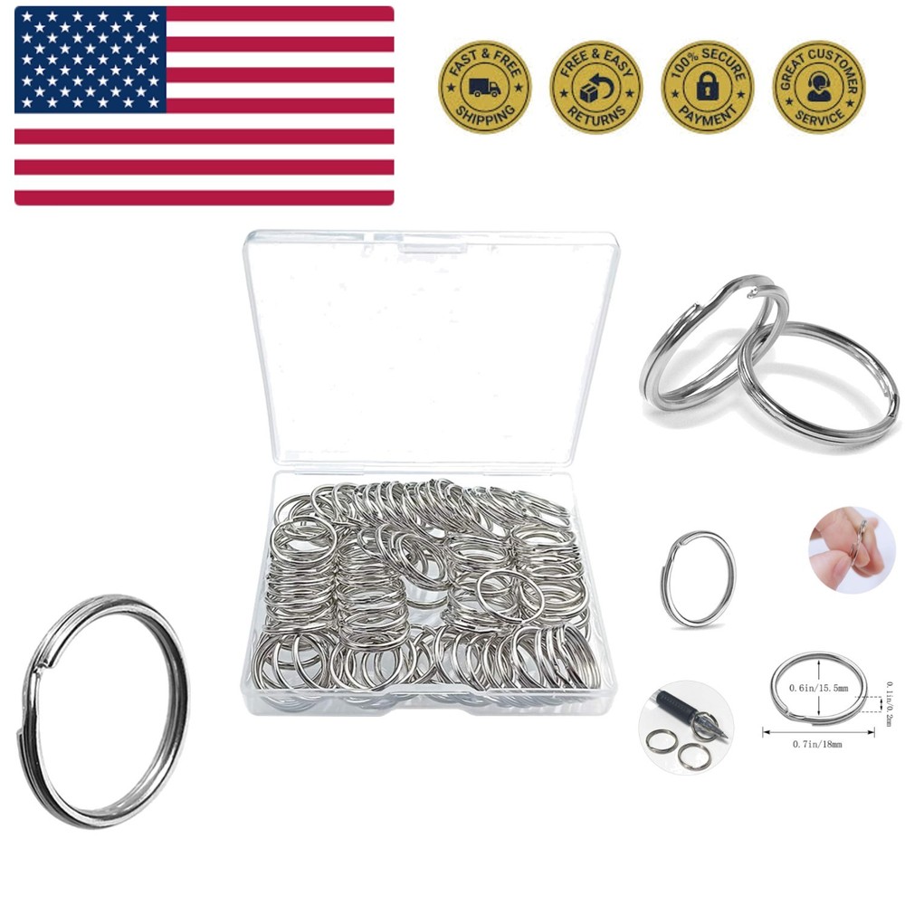 100 Pcs Split Ring, Small Key Rings Bulk Split Keychain Rings DIY Craft Metal...