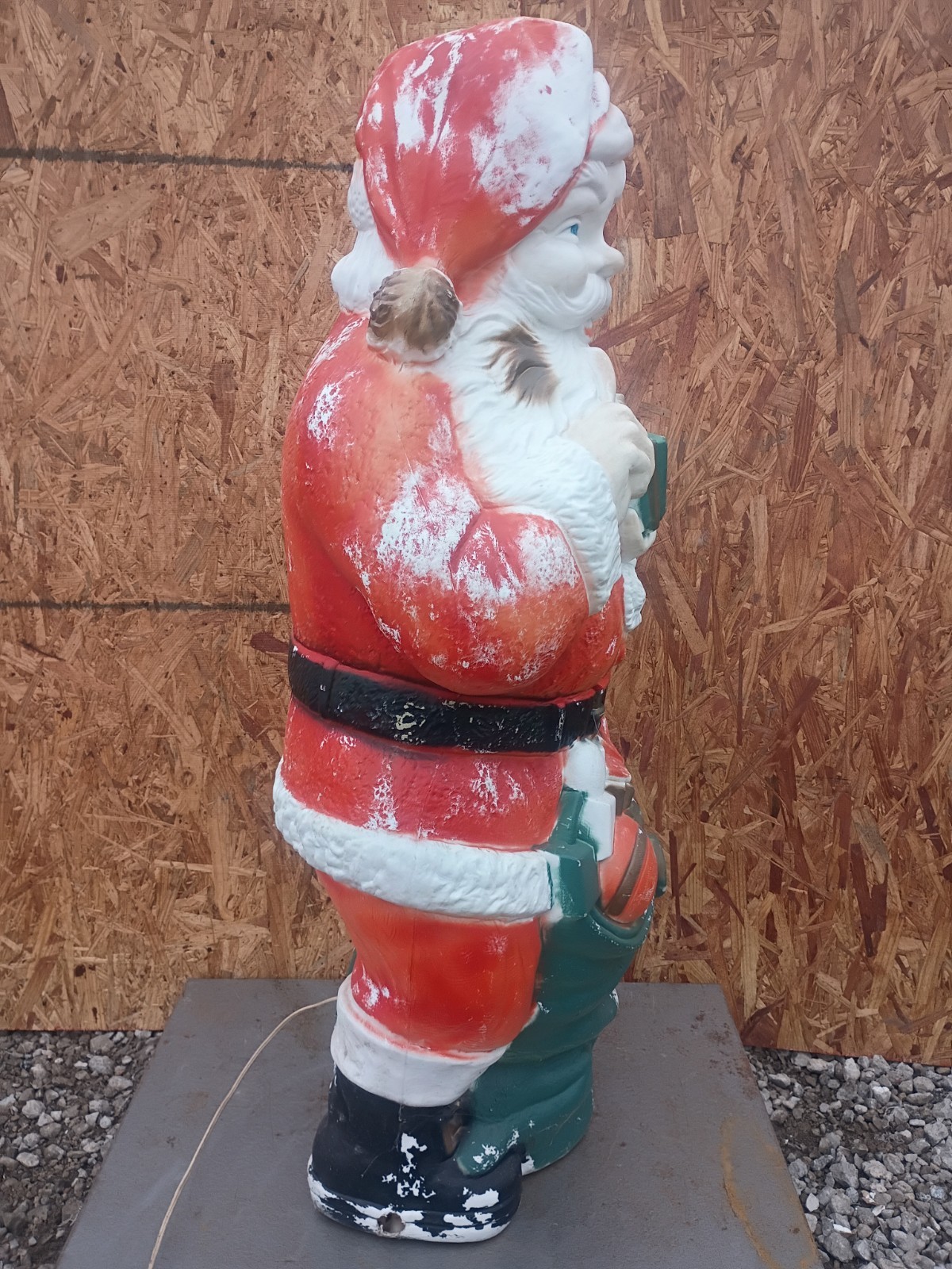 Vintage 45”T Poloron Whispering Santa With Toy Sack Blow Mold Christmas Decor
