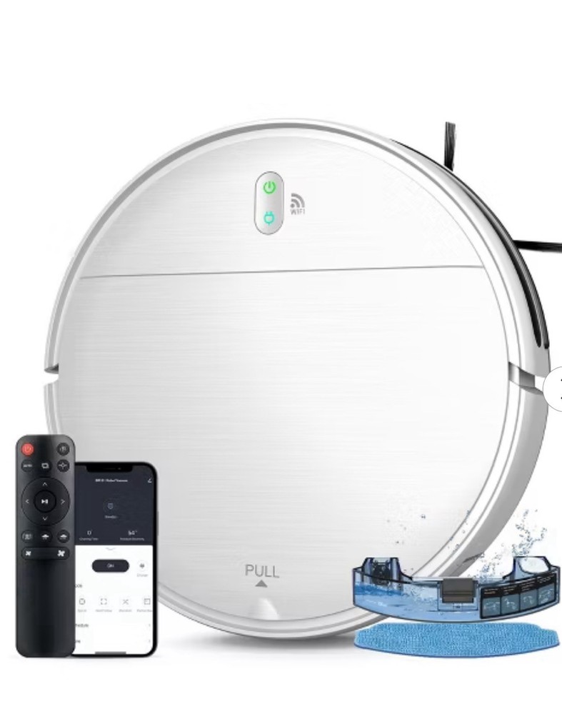 MAMNV BR151 Robot Vacuum and Mop Combo, with APP/Remote,White