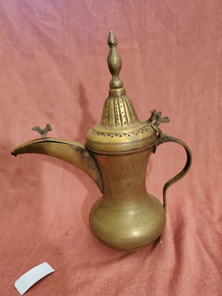 Islamic Dallah Antique Middle Eastern Arabic copper Bedouin Signed