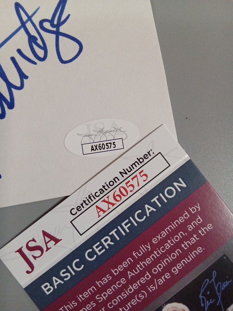 Natasha Henstridge Signed 5x4 Cut JSA ** #