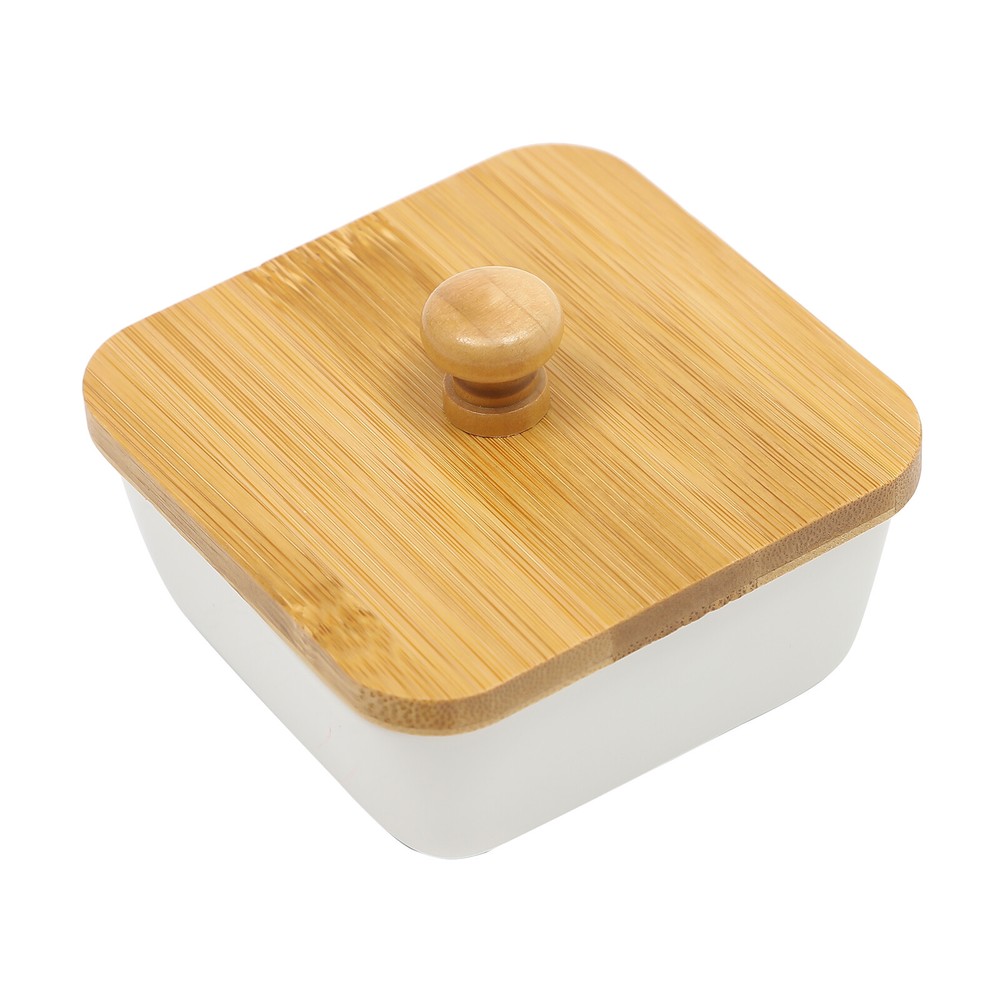 Ceramic Snack Serving Tray Set with Bamboo Lids - 6 Piece Platter