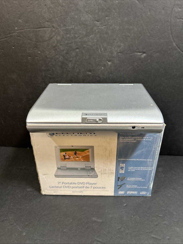 ELEMENT E700PD 7” portable DVD player with box no remote Tested