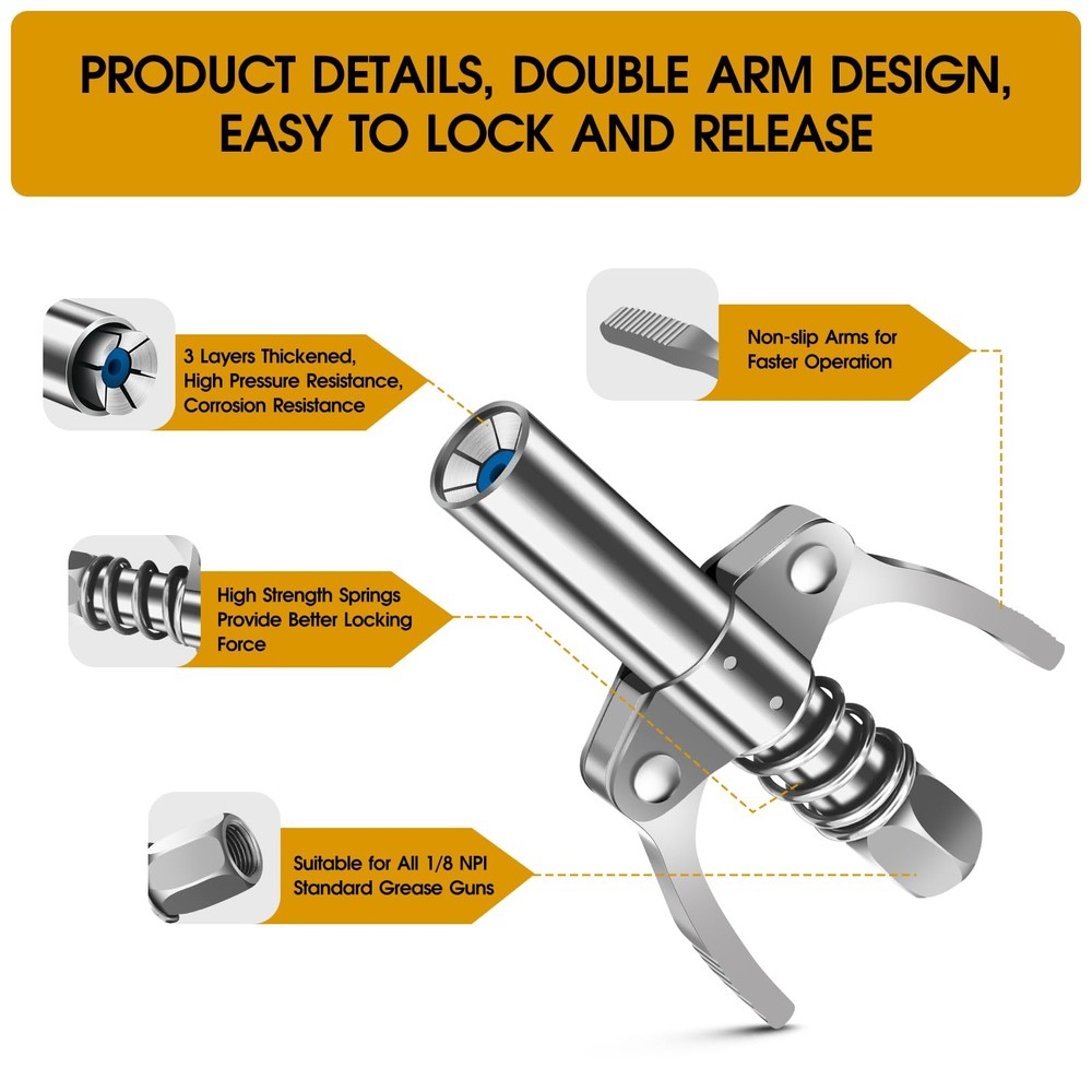 Akeoil Grease Gun Coupler, Tips, Accessories, 12000...