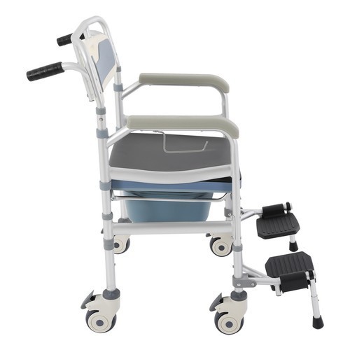 Bedside Commode Chair, Rolling Shower Wheelchair, Foldable Height Adjustable Toi