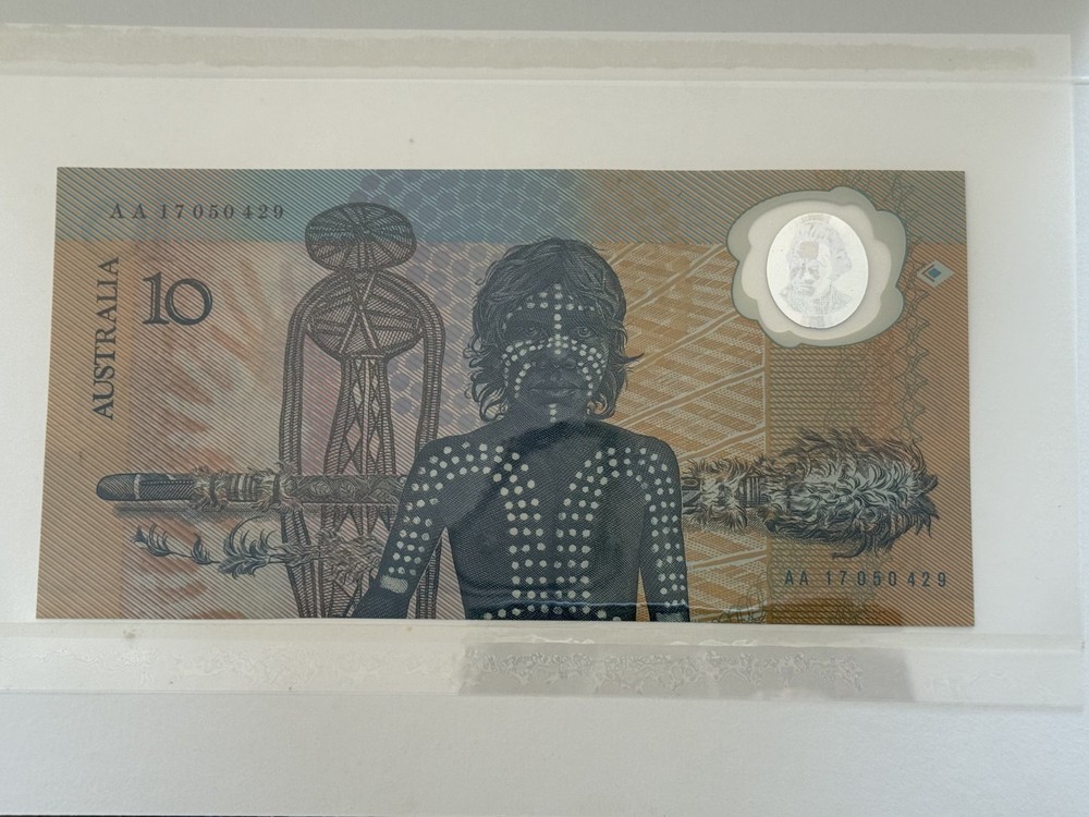 1988 First Polymer Commemorative $10 Note in Folder First Prefix AA Bicentennial