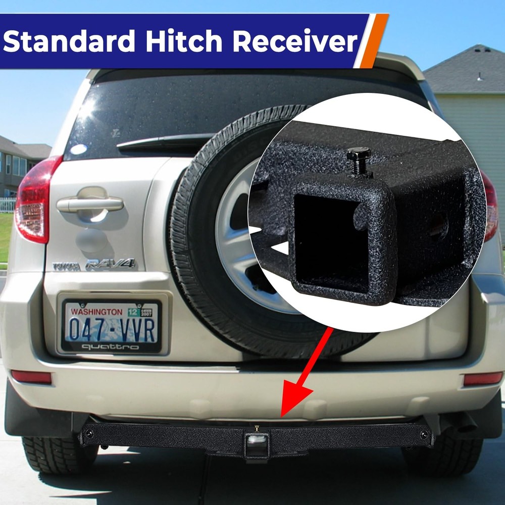 Class 3 Trailer Hitch Black Compatible with 2006-2018 RAV4 2” Hitch Receiver