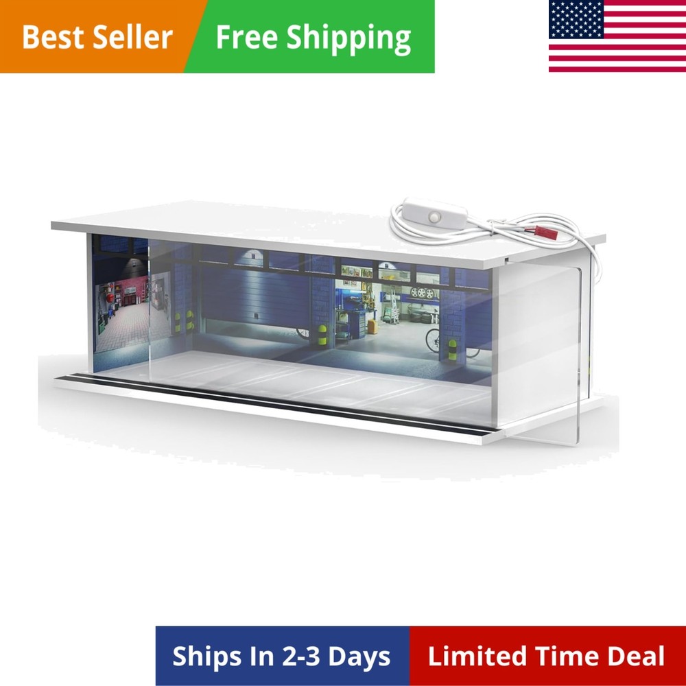 1/64 Scale Diecast Display Case for Hot Wheel Storage with LED Lights, Stacka...