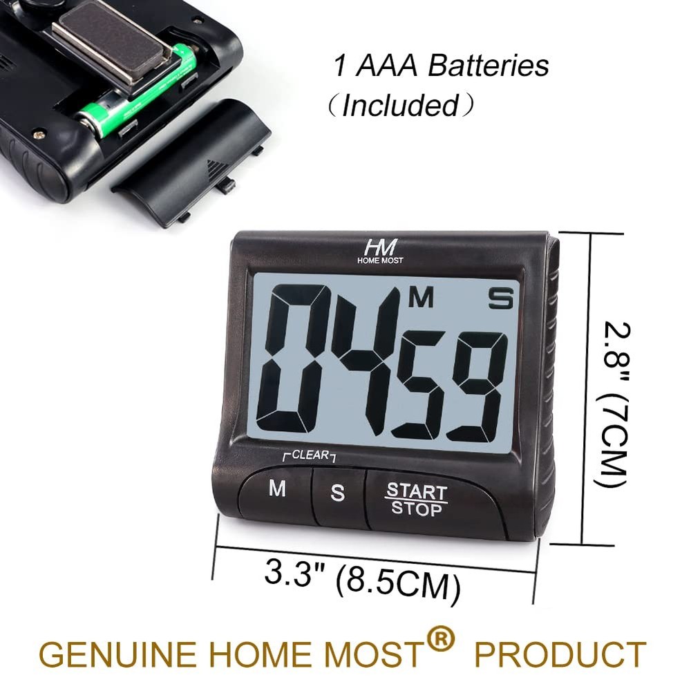 3" Large Display Kitchen Timer - Digital Timer Magnetic Back Loud Alarm On A ...
