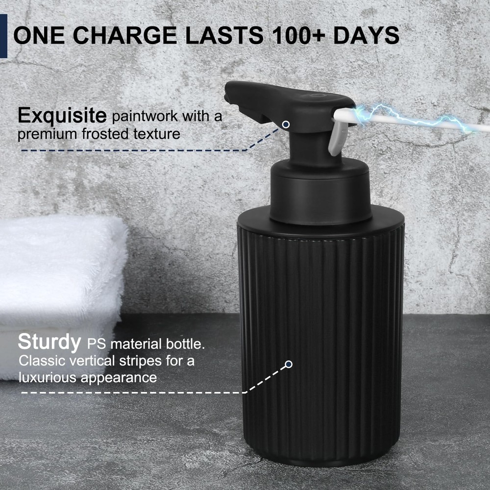 Automatic Soap Dispenser Foaming Touchless: 9oz Black Plastic Foam Type