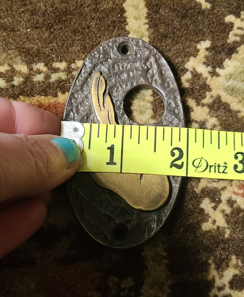 VTG SPI Bear Design Oval Doorbell Button Hardware Plate Solid Brass 2 Tone