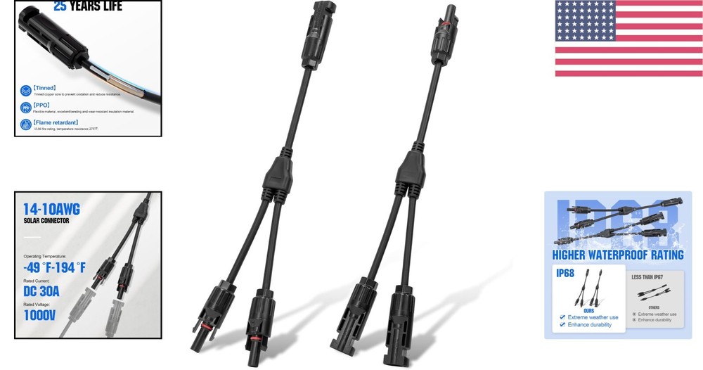 Durable Solar PV Adapter Cable - Y Branch Connector for Enhanced Efficiency