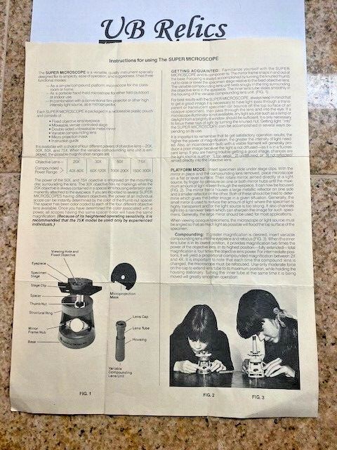 Vintage Super Microscope Child's Microscope Learning Things, Inc. 70's