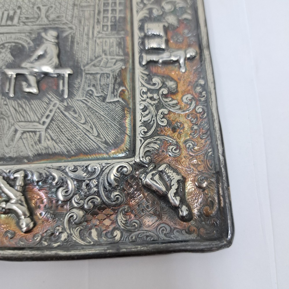 Vintage Raised Relief Rectangular Tray 3 Men By Hearth Barbour SP Co. 3277A