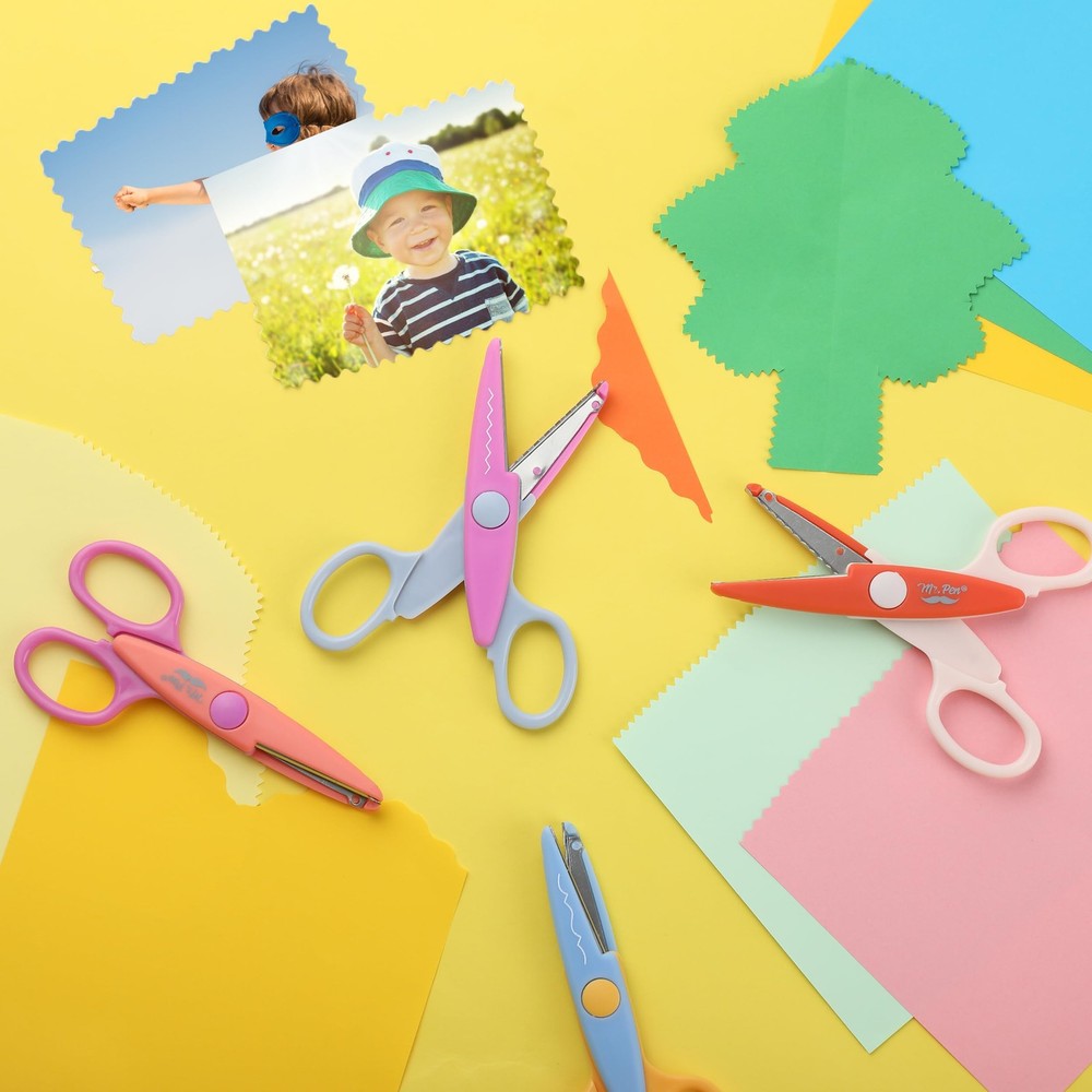 Mr. Pen- Craft Scissors Decorative Edge, 6 Pack, Spring Colors, Zig